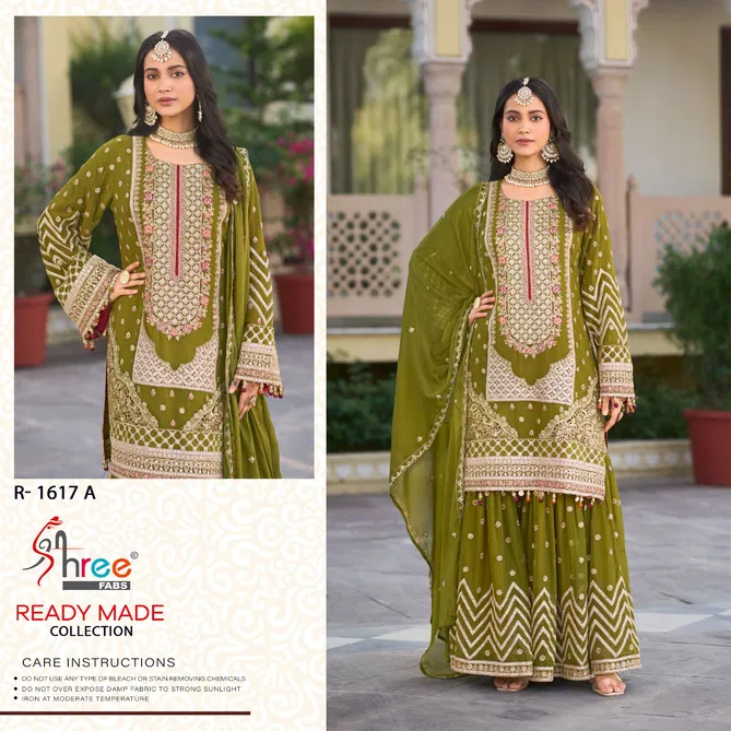 R 1617 By Shree Fabs Chinon Embroidery Pakistani Readymade Suits Exporters In India